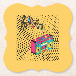 Retro audio boombox. kartonnen onderzetters