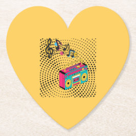 Retro audio boombox. kartonnen onderzetters