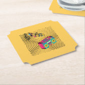 Retro audio boombox. kartonnen onderzetters (Gekanteld)