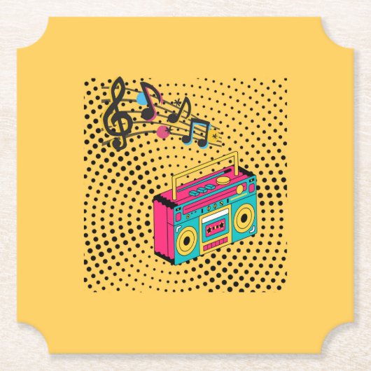 Retro audio boombox. kartonnen onderzetters (Voorkant)