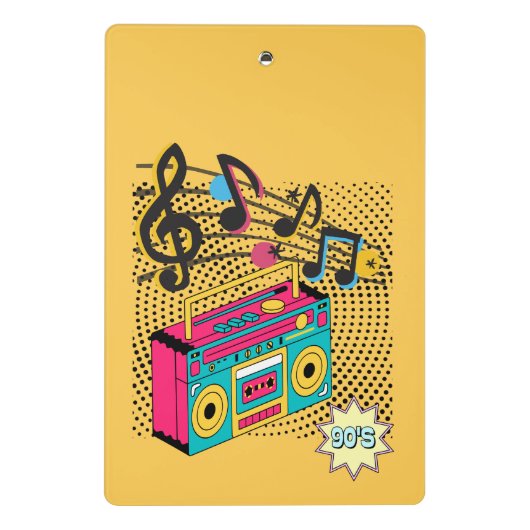 Retro audio boombox. mini klembord (Achterkant)