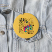 Retro audio boombox. ronde button 4,0 cm (In situ)