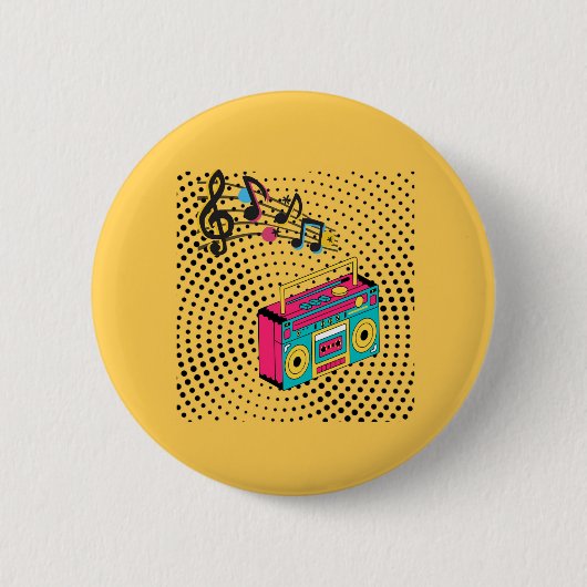 Retro audio boombox. ronde button 5,7 cm (Voorkant)