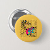 Retro audio boombox. ronde button 5,7 cm (Voorkant /achterkant)