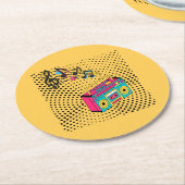 Retro audio boombox. ronde kartonnen onderzetter (Gebogen)