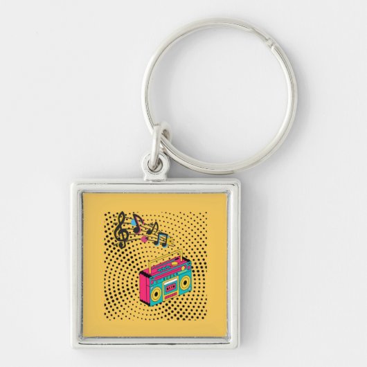 Retro audio boombox. sleutelhanger (Voorkant)
