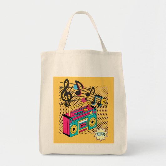 Retro audio boombox. tote bag (Voorkant)