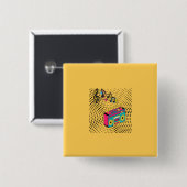 Retro audio boombox. vierkante button 5,1 cm (Voorkant /achterkant)