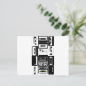 Retro-audio cassette group b&w briefkaart (Staand voorkant)