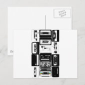 Retro-audio cassette group b&w briefkaart (Voorkant / Achterkant)