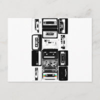 Retro-audio cassette group b&w