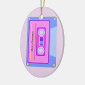 Retro Audio Cassette Pastel Roze Kerst Keramisch Ornament (Links)