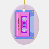 Retro Audio Cassette Pastel Roze Kerst Keramisch Ornament (Voorkant)