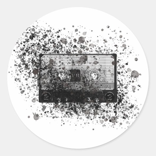 Retro Audio Cassette Ronde Sticker (Voorkant)