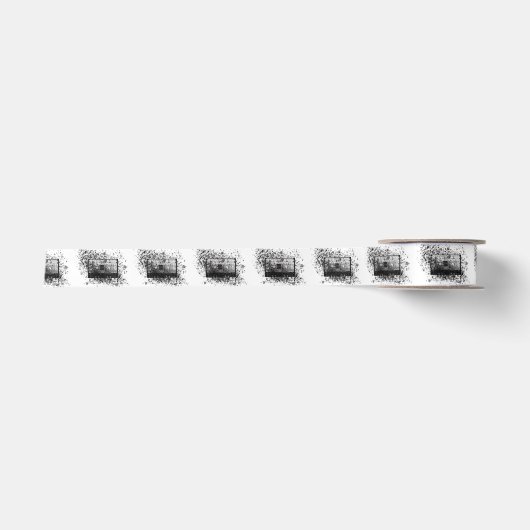 Retro Audio Cassette Satijnen Lint (Voorkant)