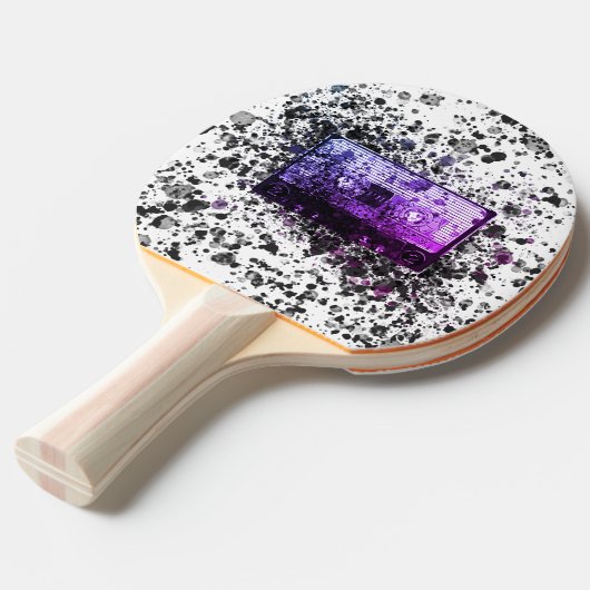 Retro Audio Cassette Tafeltennisbatje (Voorkant Gekanteld)