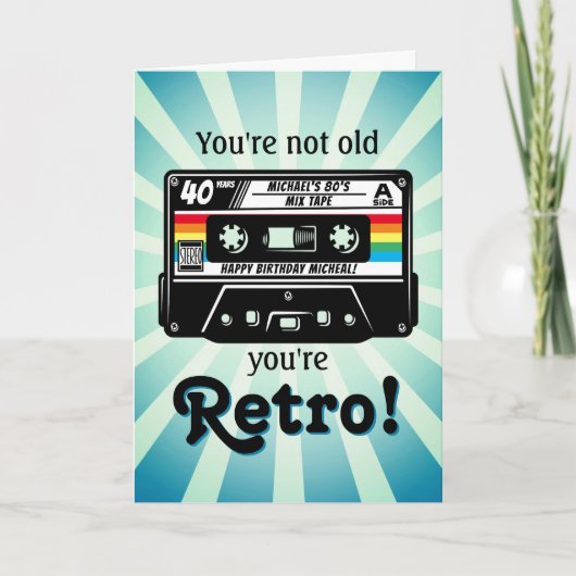 Retro Audio Cassettebandje elke leeftijd Verjaarda Kaart (Voorkant)