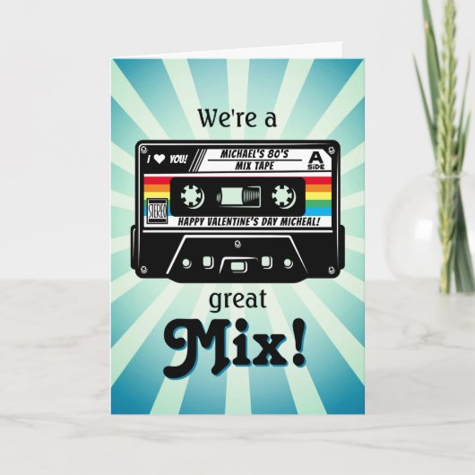Retro Audio Cassettebandje "Grote Mix" Valentijns Kaart (Voorkant)