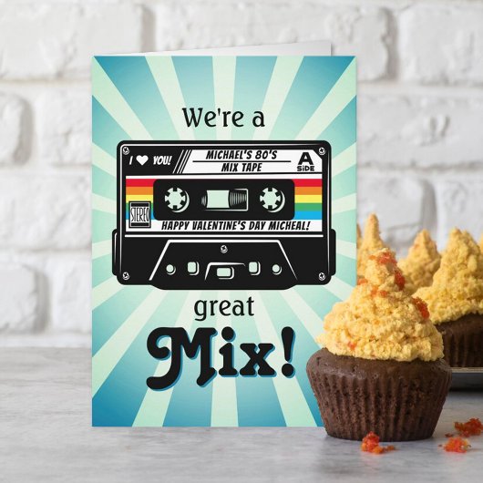 Retro Audio Cassettebandje "Grote Mix" Valentijns Kaart