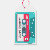 Retro Audio Tape Birthday heldere kleuren Cadeaulabel (Voorkant)