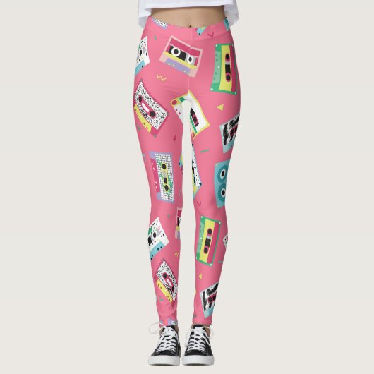 Retro Audio Tapes: 80s stijl. Leggings (Voorkant)