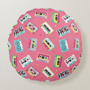 Retro Audio Tapes: 80s stijl. Rond Kussen