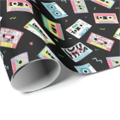 Retro audio tapes, jaren '80 stijl patroon. cadeaupapier (Rol Hoek)