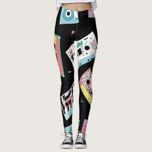 Retro audio tapes, jaren '80 stijl patroon. leggings