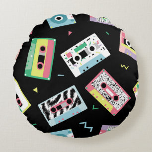 Retro audio tapes, jaren '80 stijl patroon. rond kussen