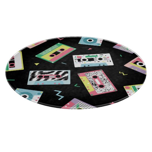 Retro audio tapes, jaren '80 stijl patroon. snijplank (Hoek)