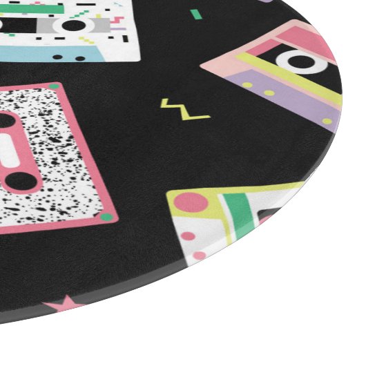 Retro audio tapes, jaren '80 stijl patroon. snijplank (Hoek)