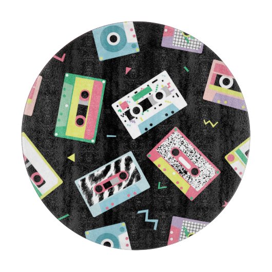 Retro audio tapes, jaren '80 stijl patroon. snijplank (Voorkant)