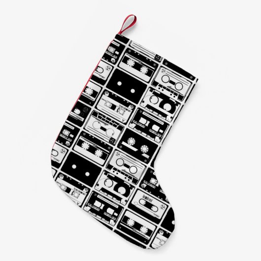 Retro audio tapes, ouderwets patroon. kleine kerstsok (Voorkant (Hangend))