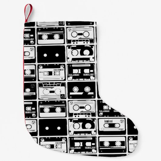 Retro audio tapes, ouderwets patroon. kleine kerstsok (Voorkant)