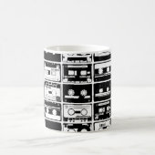 Retro audio tapes, ouderwets patroon. koffiemok (Center)