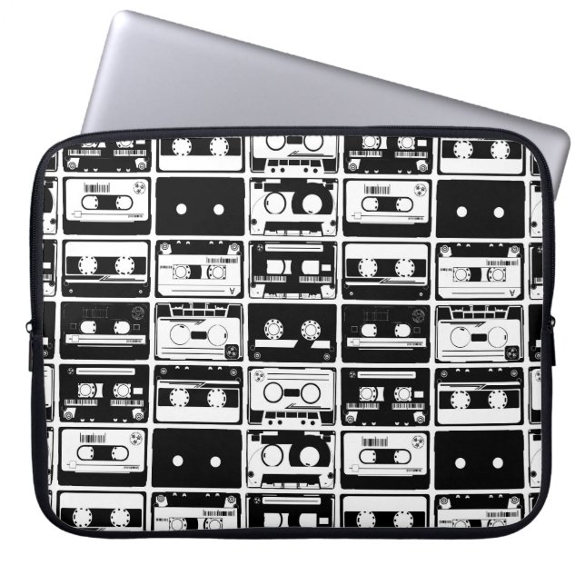 Retro audio tapes, ouderwets patroon. laptop sleeve (Voorkant)