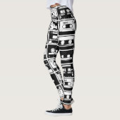 Retro audio tapes, ouderwets patroon. leggings (Links)