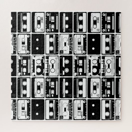 Retro audio tapes, ouderwets patroon. legpuzzel (Horizontaal)