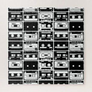 Retro audio tapes, ouderwets patroon. legpuzzel