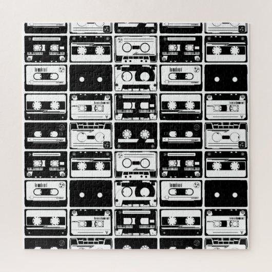 Retro audio tapes, ouderwets patroon. legpuzzel (Verticaal)
