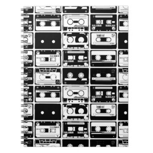 Retro audio tapes, ouderwets patroon. notitieboek