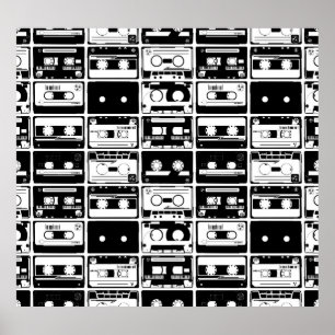 Retro audio tapes, ouderwets patroon. poster