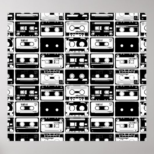 Retro audio tapes, ouderwets patroon. poster (Voorkant)