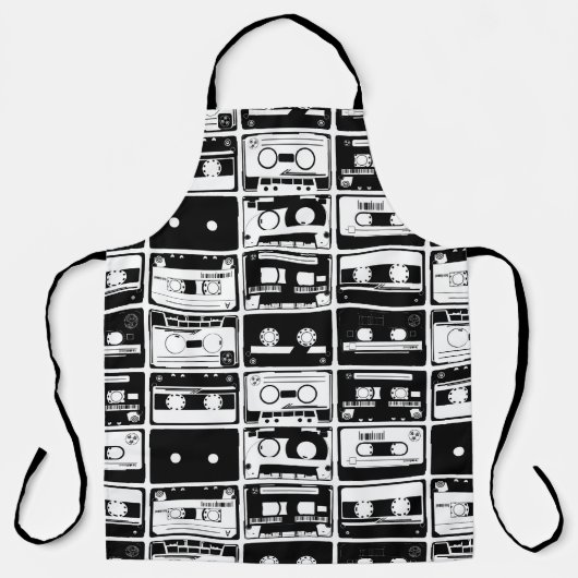 Retro audio tapes, ouderwets patroon. schort (Voorkant)