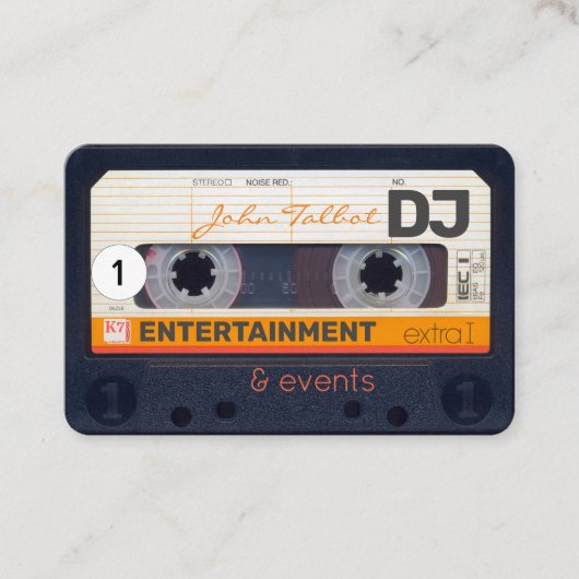 Retro audiocassette 80s DJ visitekaartjes 2 (Voorkant)