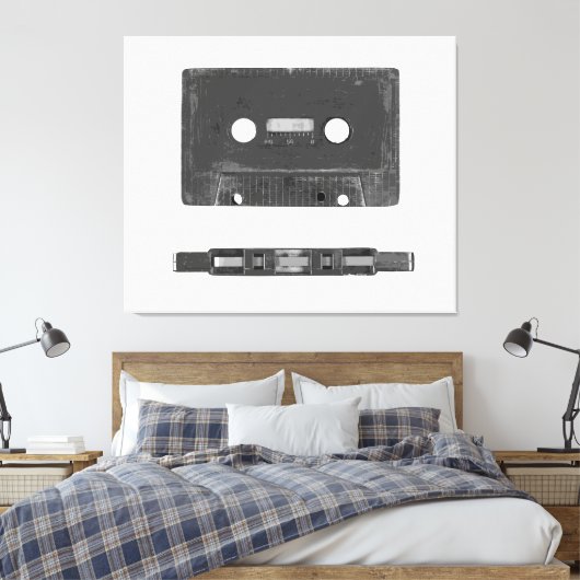 Retro audiocassette canvas afdruk (Insitu (Slaapkamer))