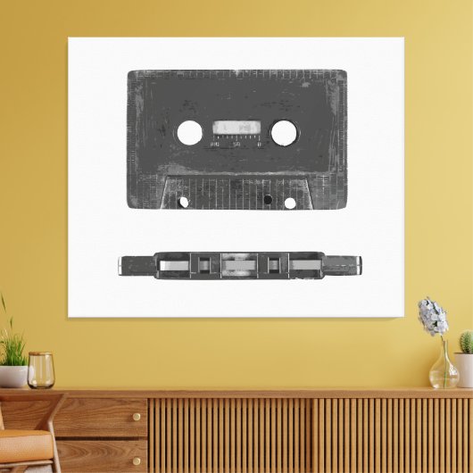 Retro audiocassette canvas afdruk (Insitu (Woonkamer))