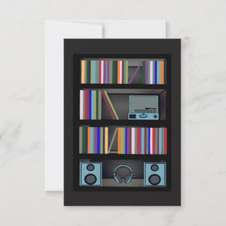 Retro Audiofiel Boekenplank Patroon Bedankkaart