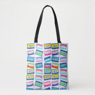 Retro audiomassette cassette tote bag