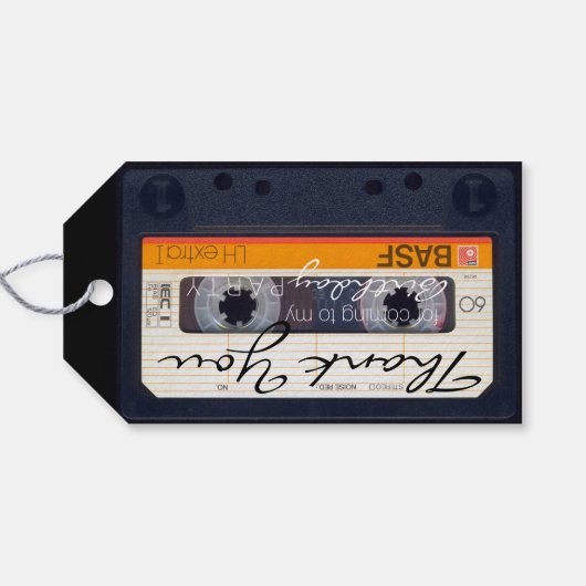 Retro Audiotape 50e verjaardag Dank je Label Cadeaulabel (Achterkant Horizontaal)